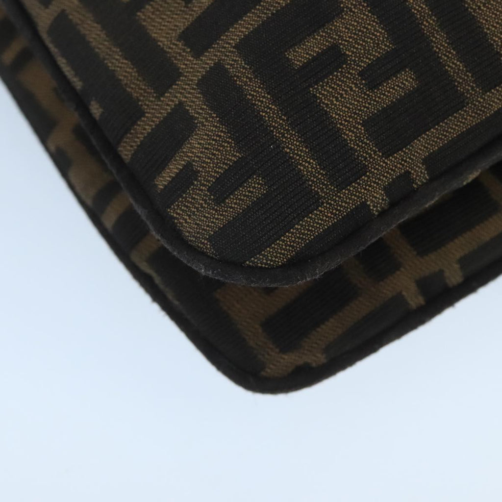 FENDI Zucca Canvas Mamma Baguette Shoulder Bag Brown Black Silver 98344