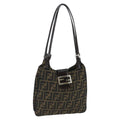 FENDI Zucca Canvas Mamma Baguette Shoulder Bag Brown Black Silver 98344
