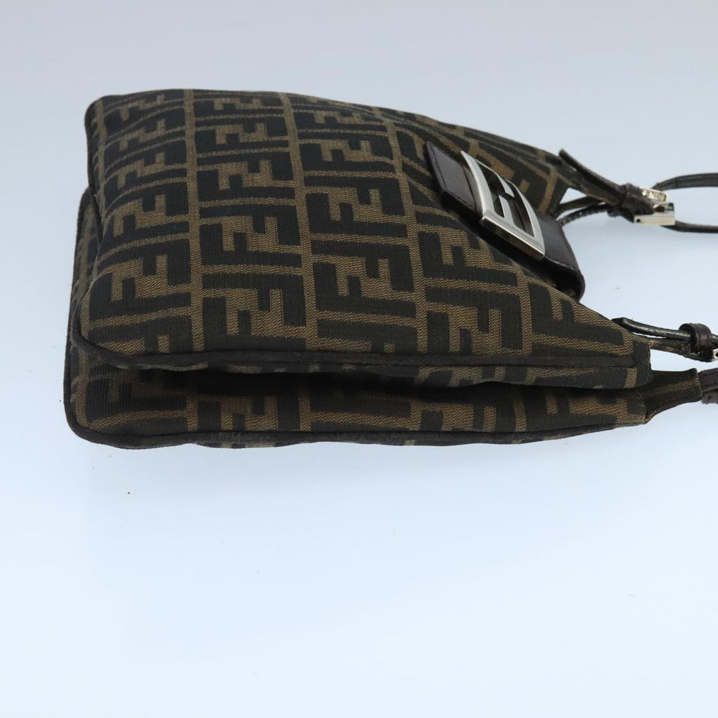 FENDI Zucca Canvas Mamma Baguette Shoulder Bag Brown Black Silver 98344