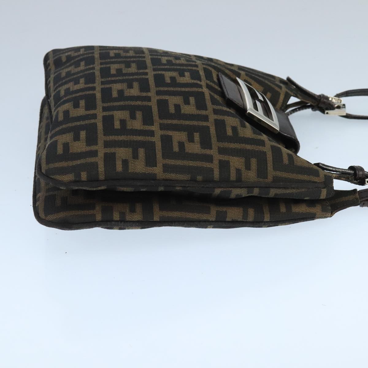 FENDI Zucca Canvas Mamma Baguette Shoulder Bag Brown Black Silver 98344