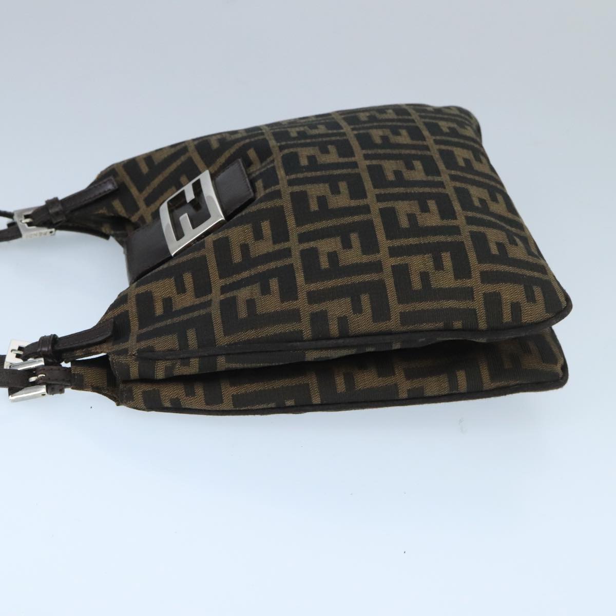 FENDI Zucca Canvas Mamma Baguette Shoulder Bag Brown Black Silver 98344