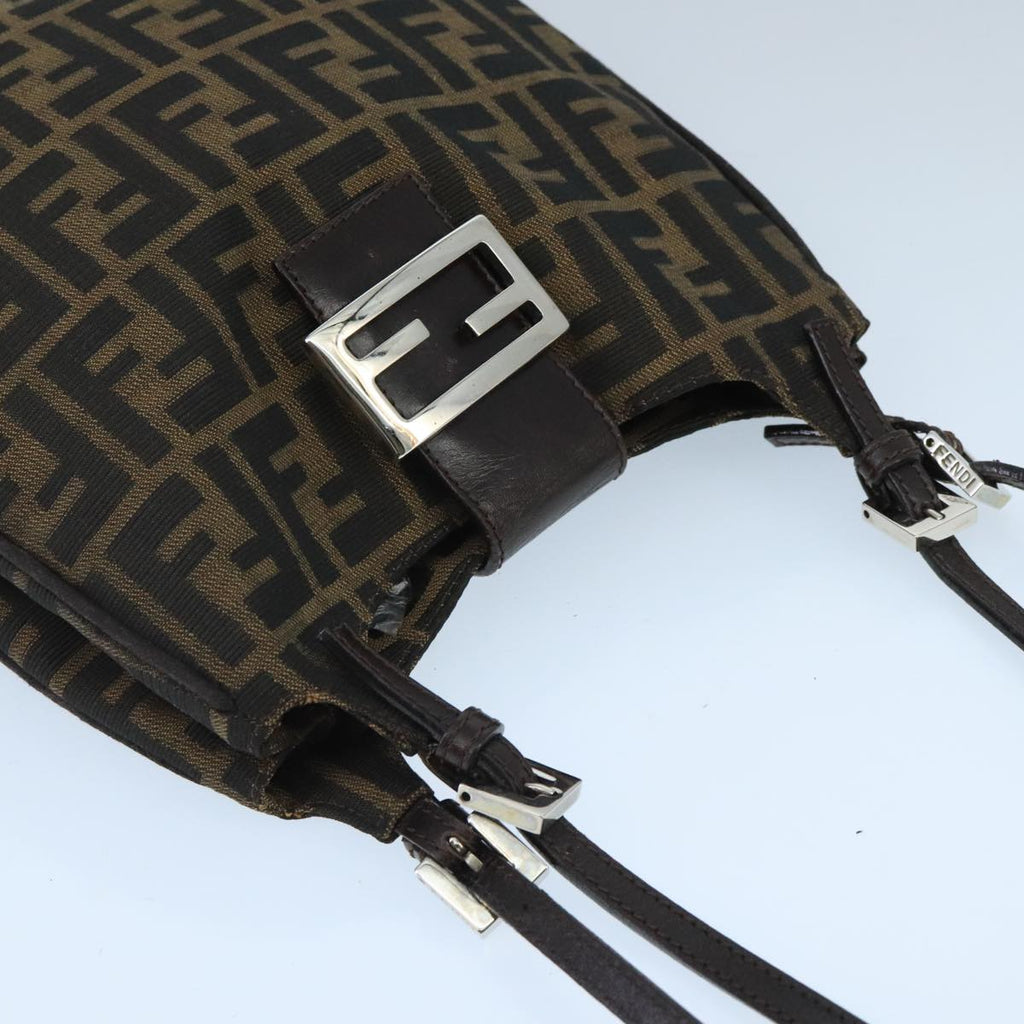 FENDI Zucca Canvas Mamma Baguette Shoulder Bag Brown Black Silver 98344