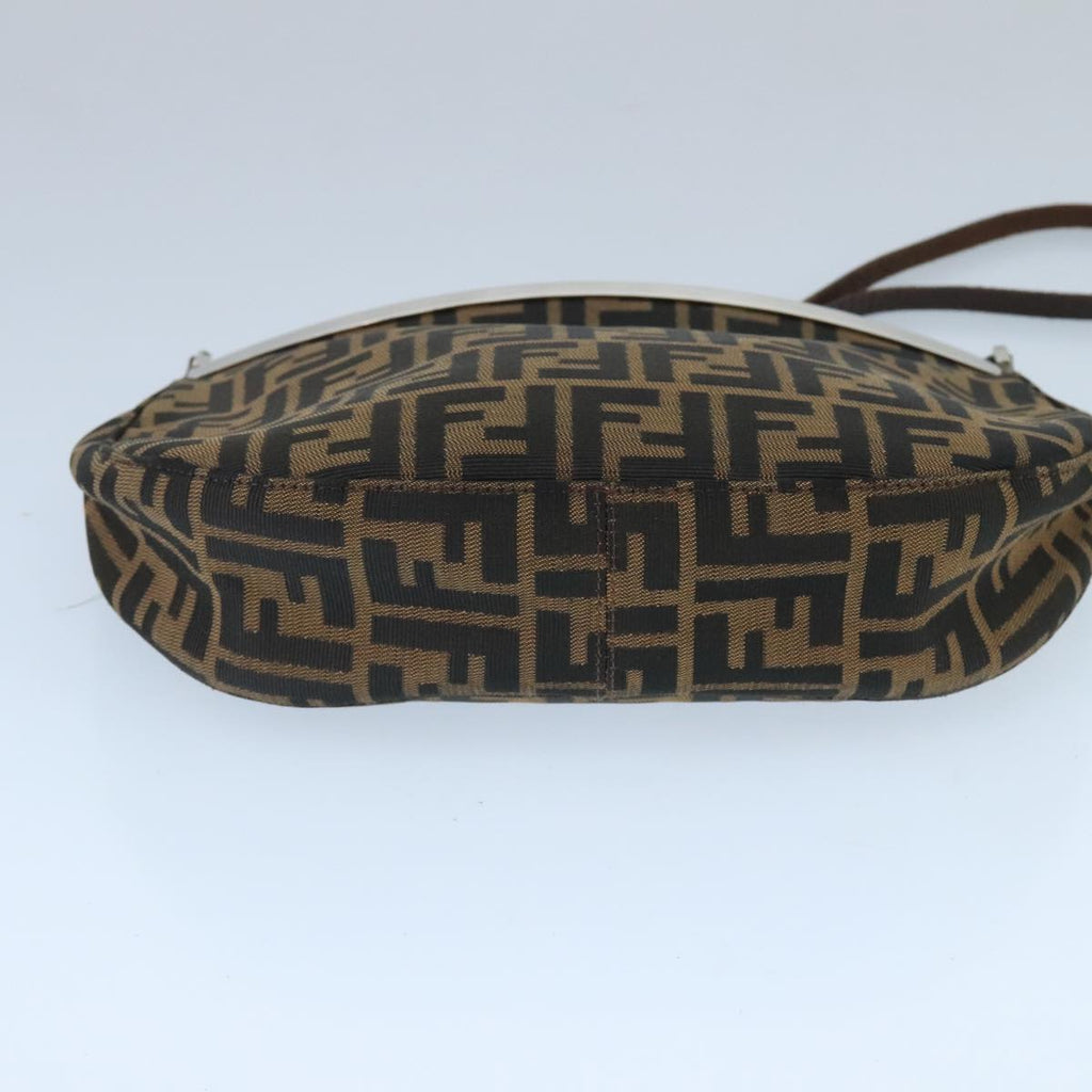 FENDI Zucca Canvas Shoulder Bag Brown Black 98351