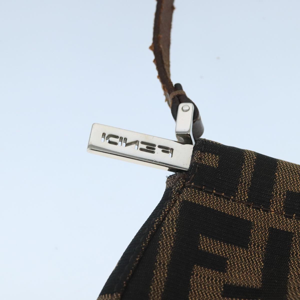 FENDI Zucca Canvas Shoulder Bag Brown Black 98351