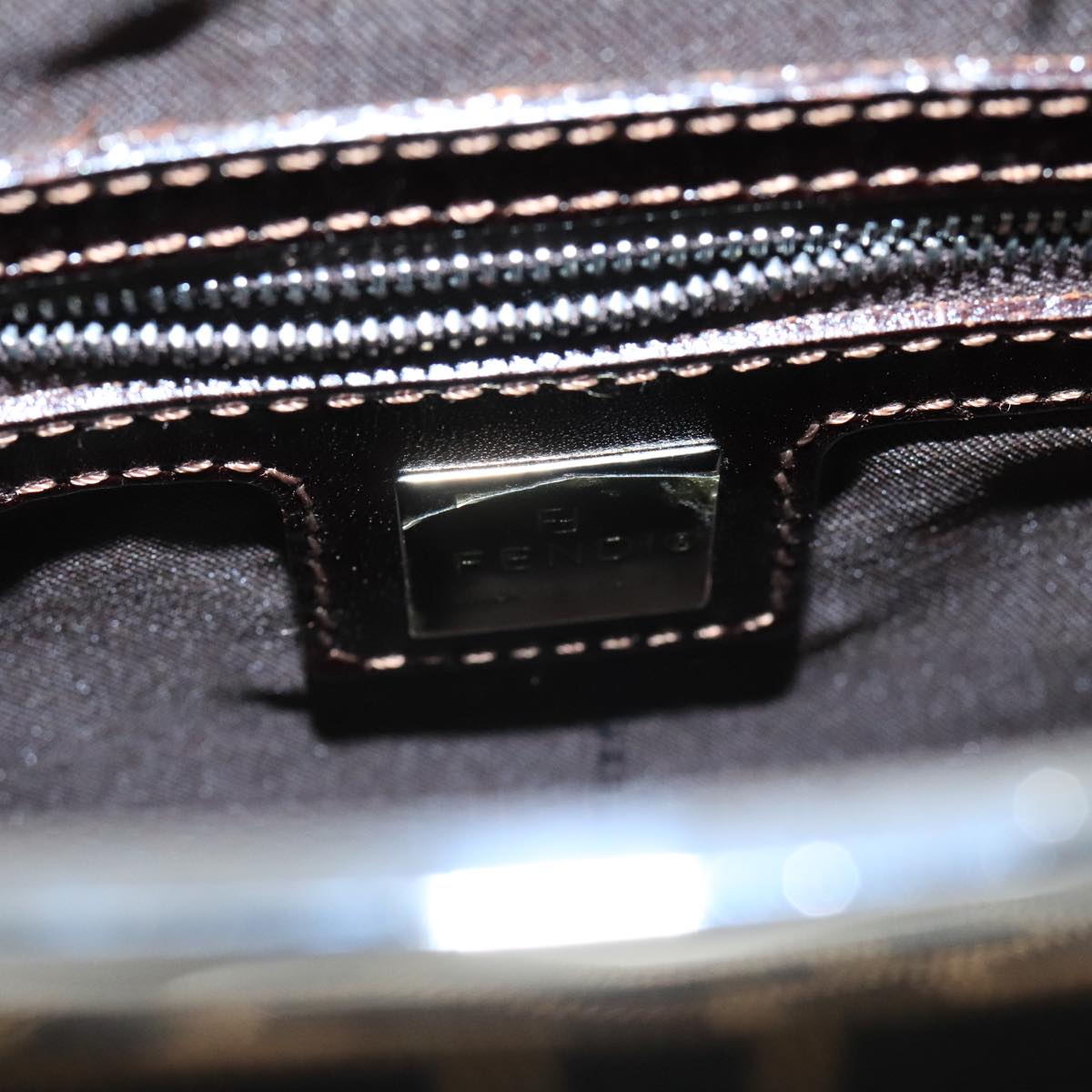 FENDI Zucca Canvas Shoulder Bag Brown Black 98351
