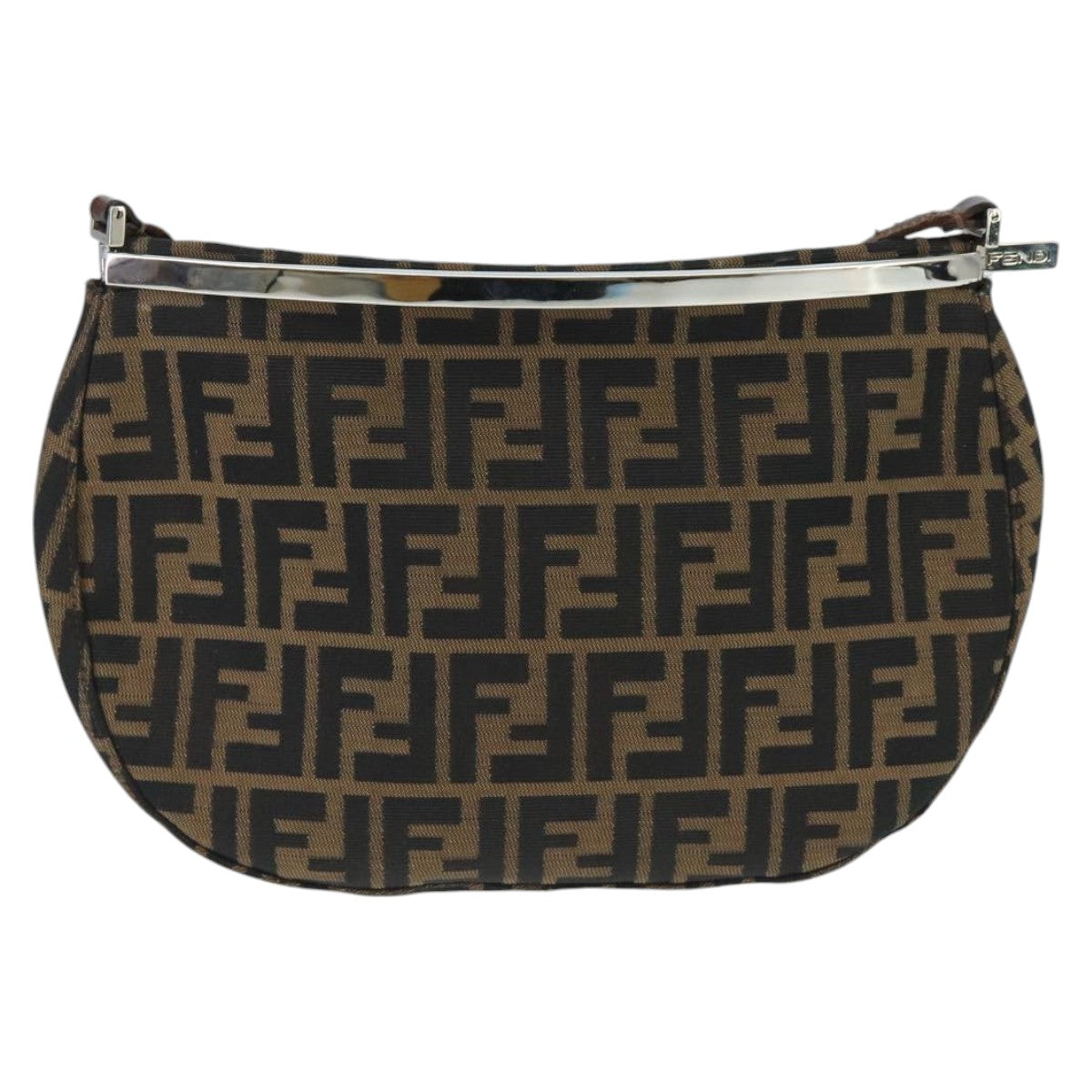 FENDI Zucca Canvas Shoulder Bag Brown Black 98351