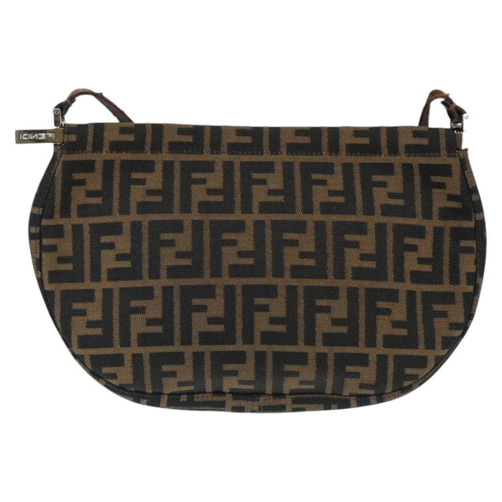 FENDI Zucca Canvas Shoulder Bag Brown Black 98351