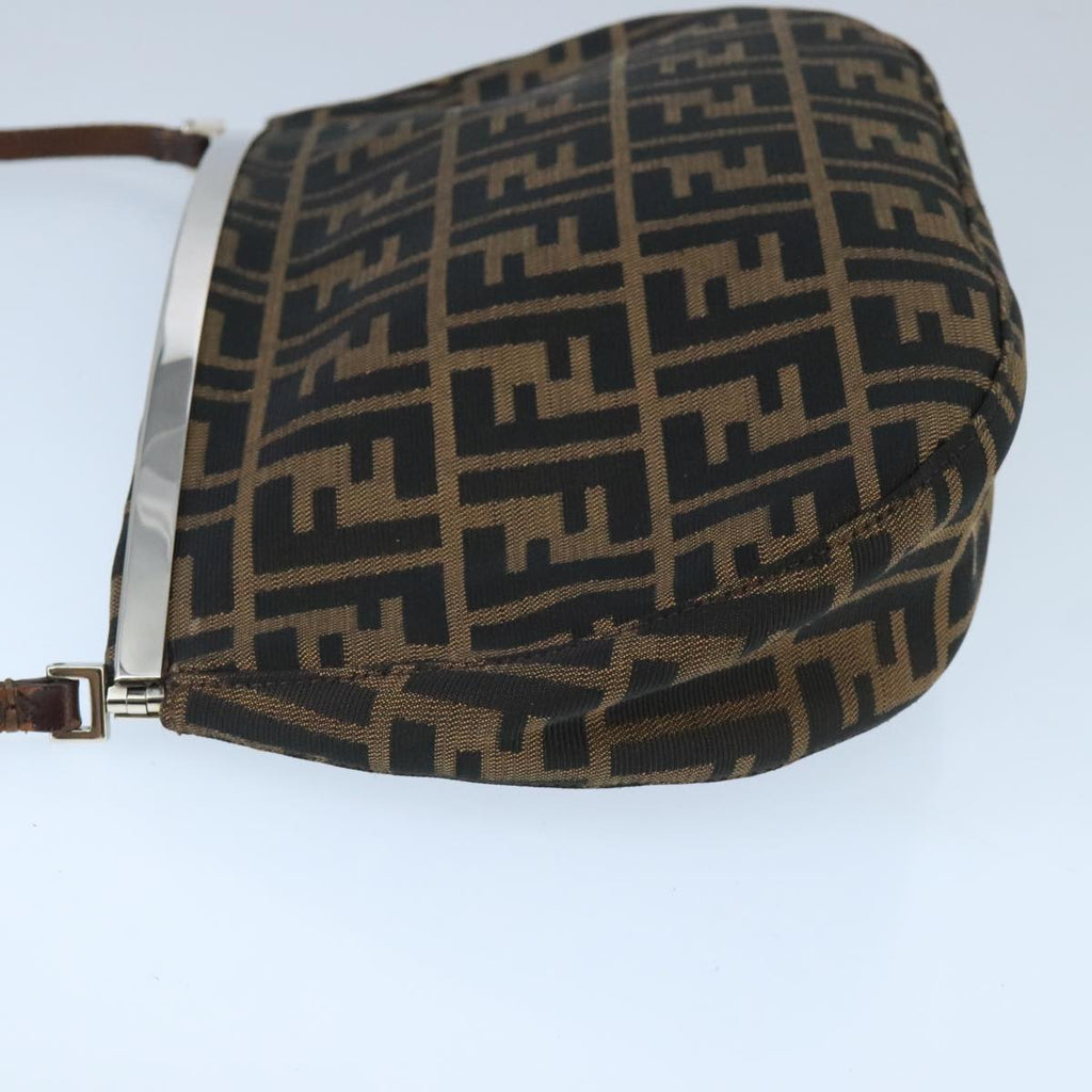FENDI Zucca Canvas Shoulder Bag Brown Black 98351