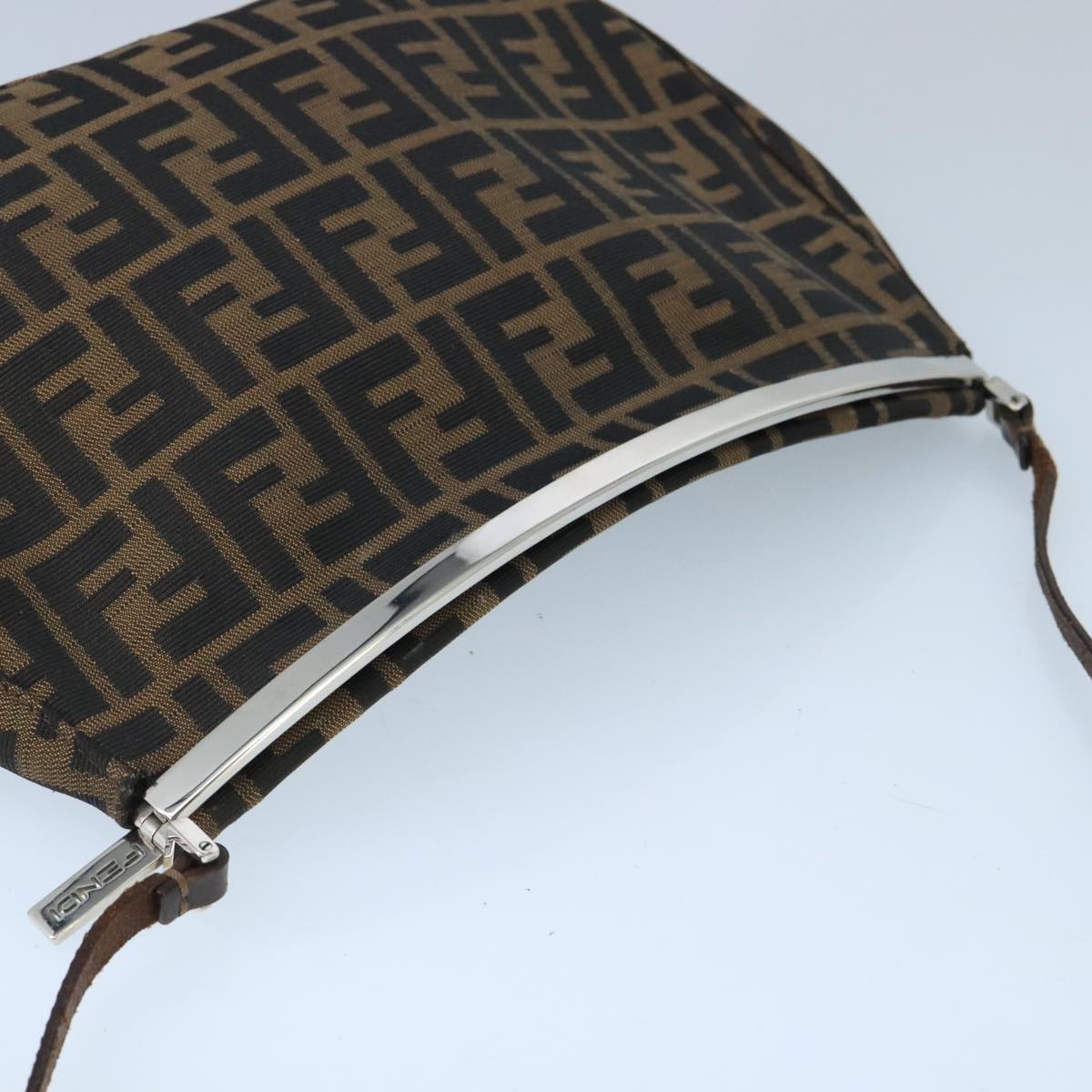 FENDI Zucca Canvas Shoulder Bag Brown Black 98351
