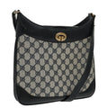 GUCCI GG Supreme Shoulder Bag PVC Leather Navy Gold 98370