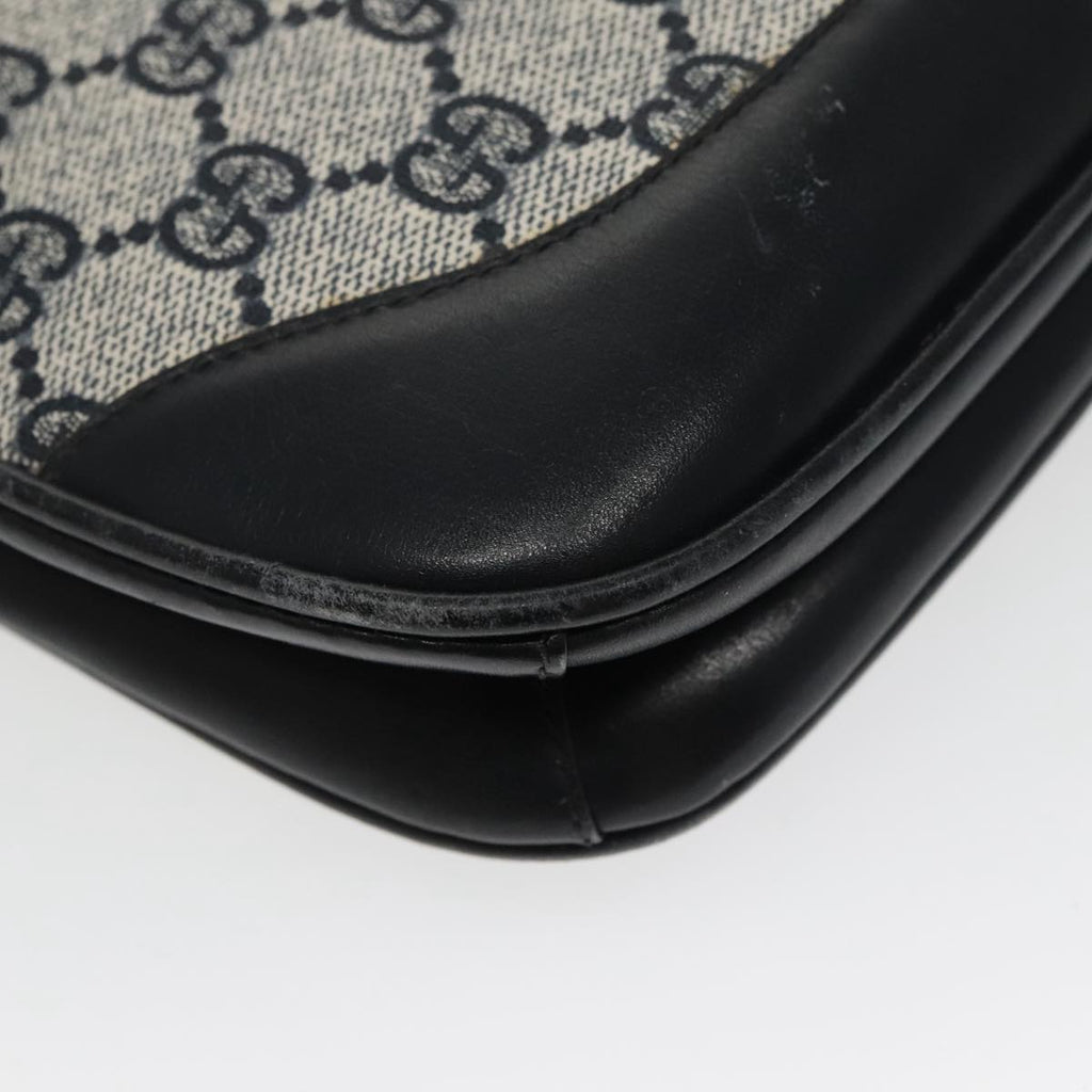 GUCCI GG Supreme Shoulder Bag PVC Leather Navy Gold 98370