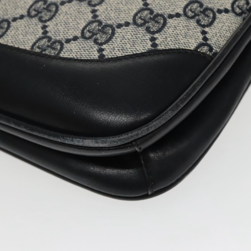 GUCCI GG Supreme Shoulder Bag PVC Leather Navy Gold 98370