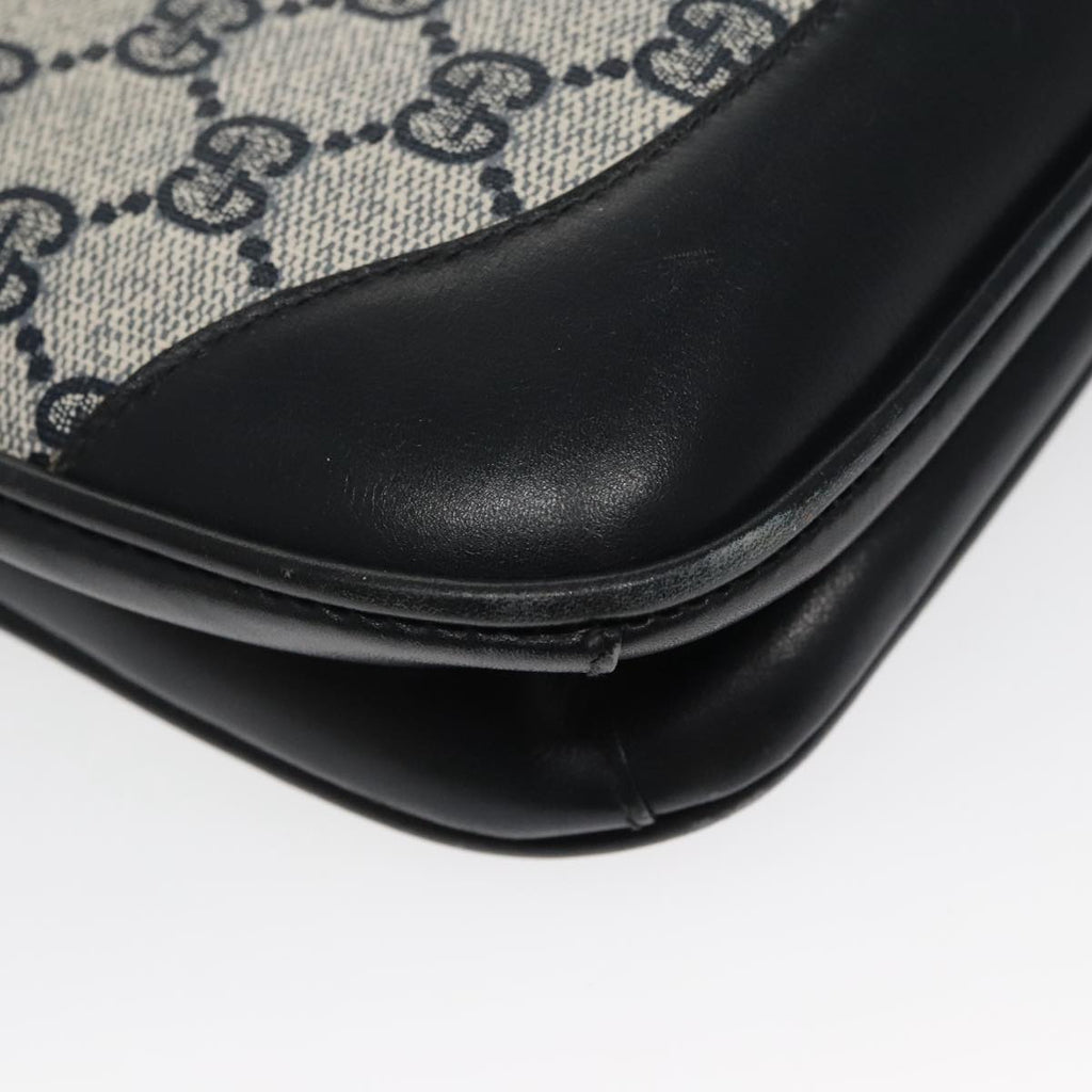 GUCCI GG Supreme Shoulder Bag PVC Leather Navy Gold 98370