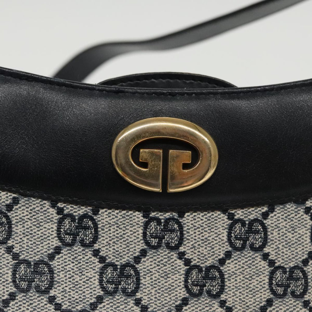 GUCCI GG Supreme Shoulder Bag PVC Leather Navy Gold 98370