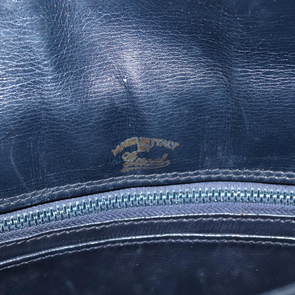 GUCCI GG Supreme Shoulder Bag PVC Leather Navy Gold 98370