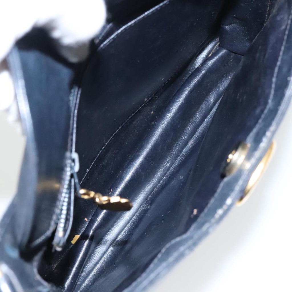 GUCCI GG Supreme Shoulder Bag PVC Leather Navy Gold 98370