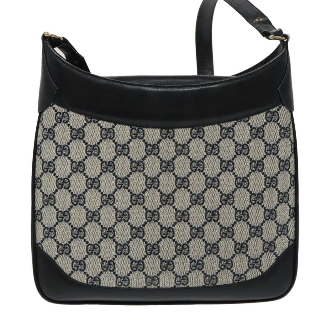 GUCCI GG Supreme Shoulder Bag PVC Leather Navy Gold 98370