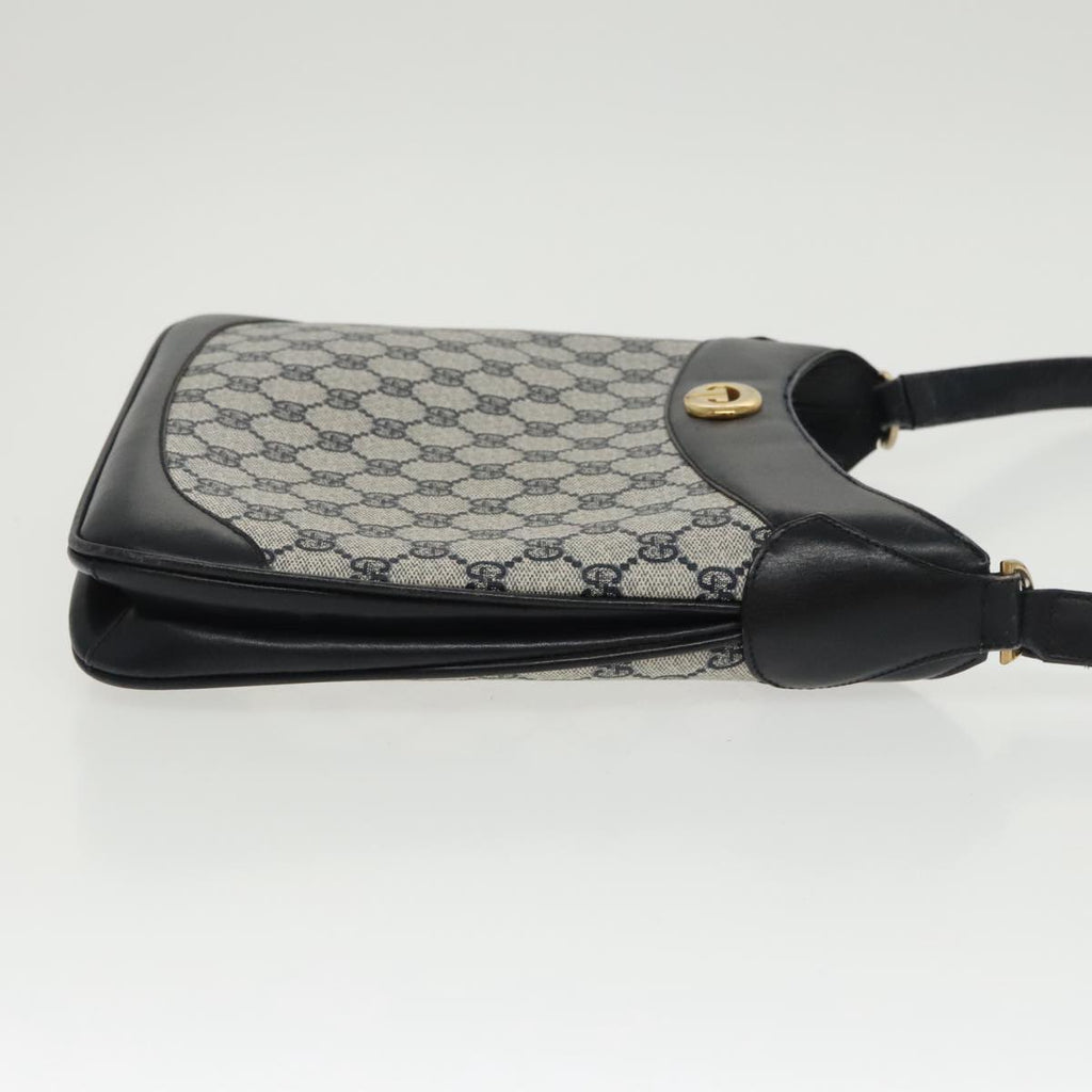 GUCCI GG Supreme Shoulder Bag PVC Leather Navy Gold 98370