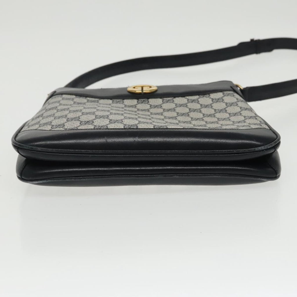 GUCCI GG Supreme Shoulder Bag PVC Leather Navy Gold 98370