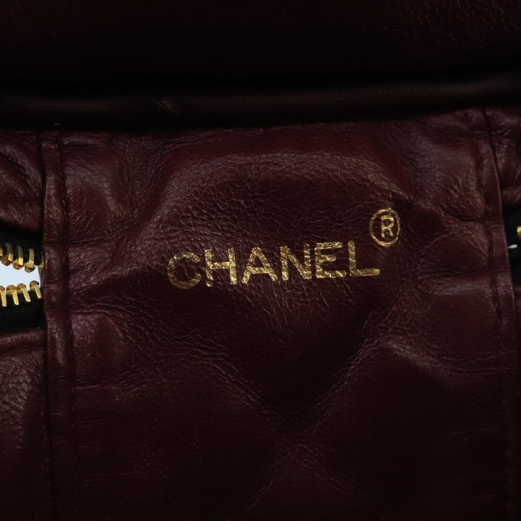 CHANEL Matelasse Hand Bag Lamb Skin Black Gold CC 98389