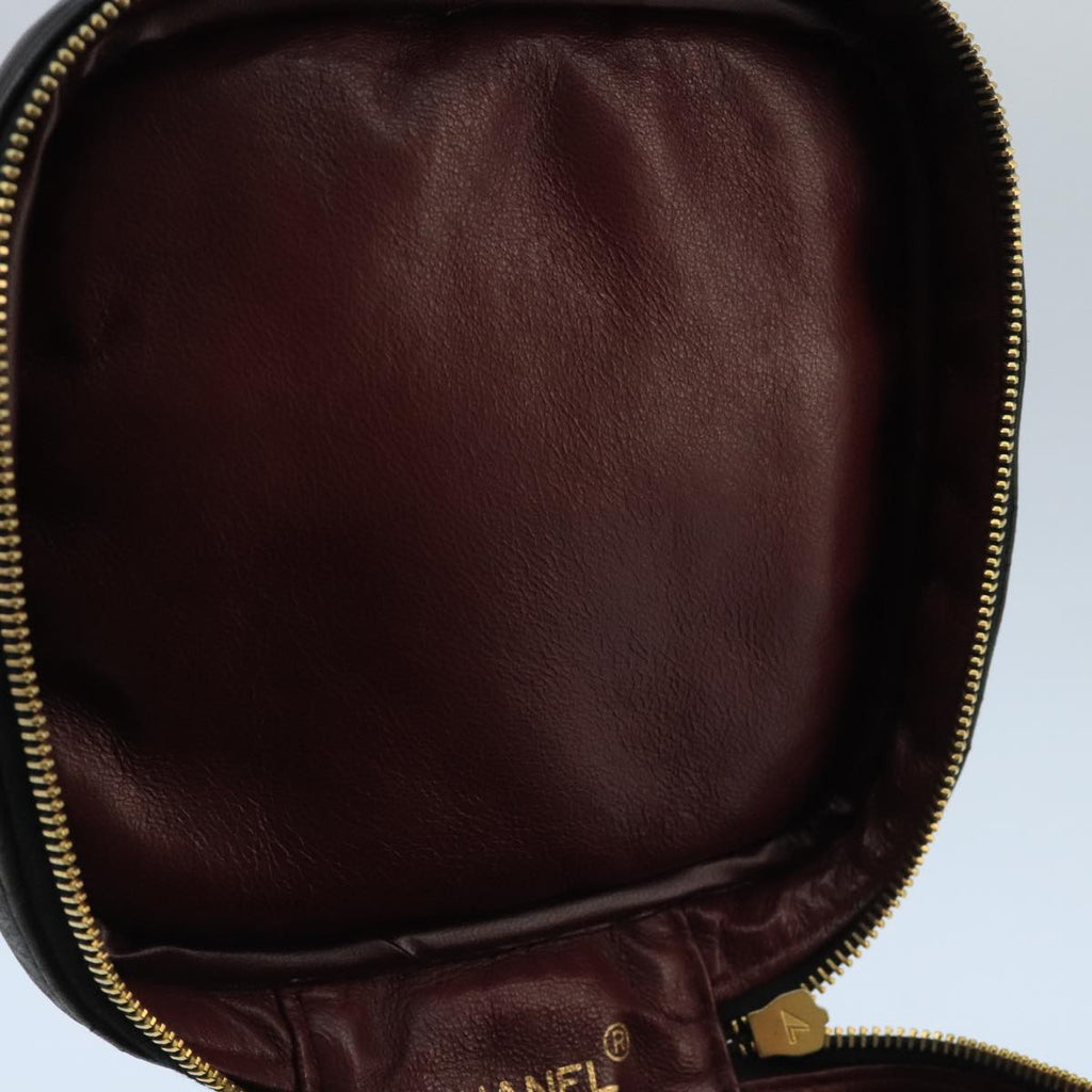 CHANEL Matelasse Hand Bag Lamb Skin Black Gold CC 98389