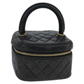 CHANEL Matelasse Hand Bag Lamb Skin Black Gold CC 98389