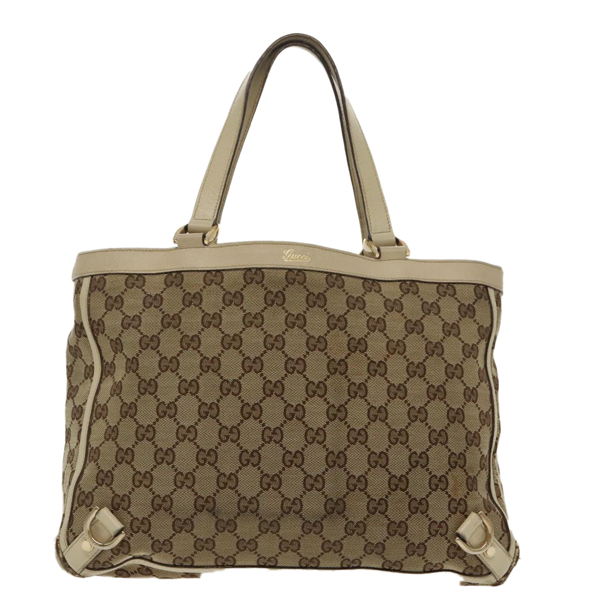GUCCI GG Canvas Tote Bag Beige Gold 170004 98399