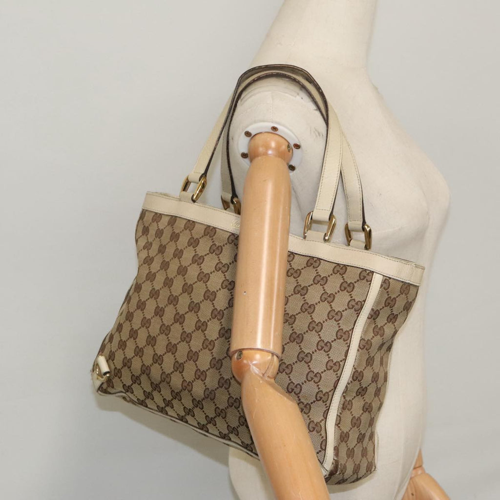 GUCCI GG Canvas Tote Bag Beige Gold 170004 98399