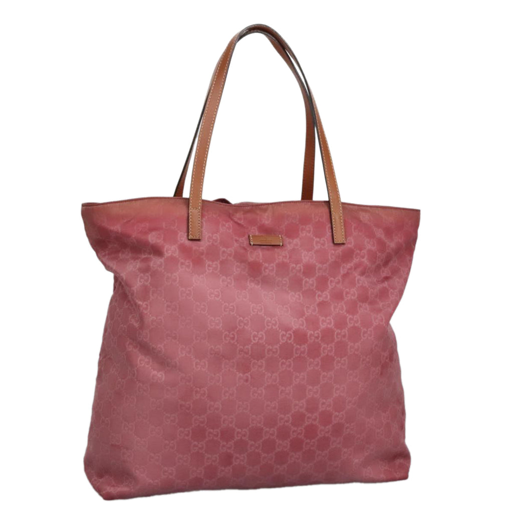 GUCCI GG Canvas Tote Bag Nylon Pink Silver 295252 98421