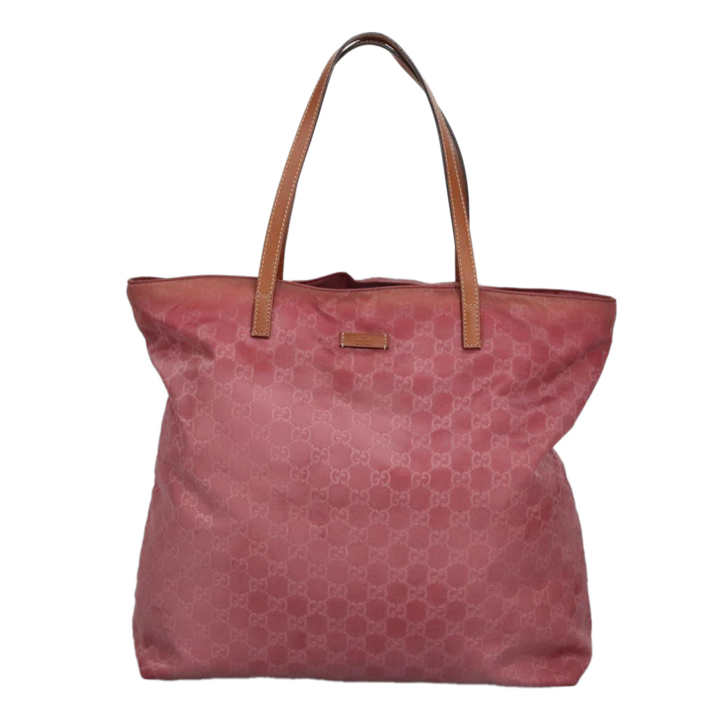 GUCCI GG Canvas Tote Bag Nylon Pink Silver 295252 98421
