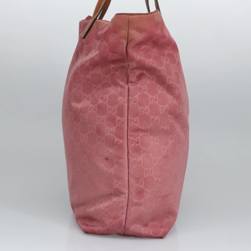 GUCCI GG Canvas Tote Bag Nylon Pink Silver 295252 98421