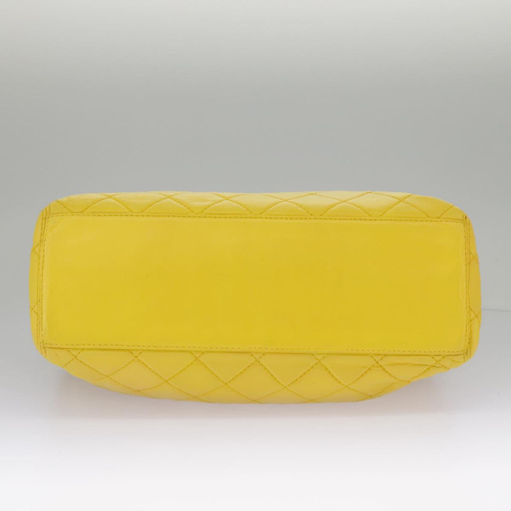 CHANEL Matelasse Hand Bag Lamb Skin Yellow CC 98431