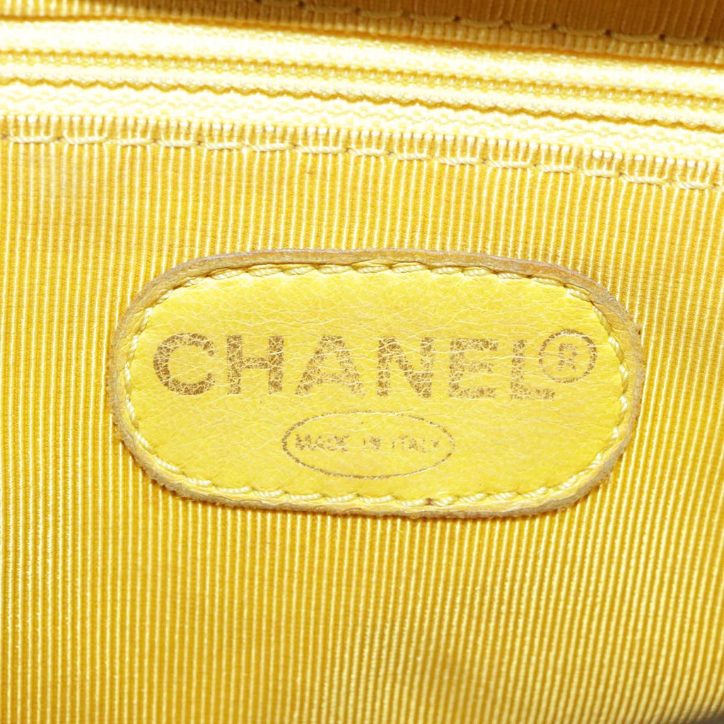 CHANEL Matelasse Hand Bag Lamb Skin Yellow CC 98431