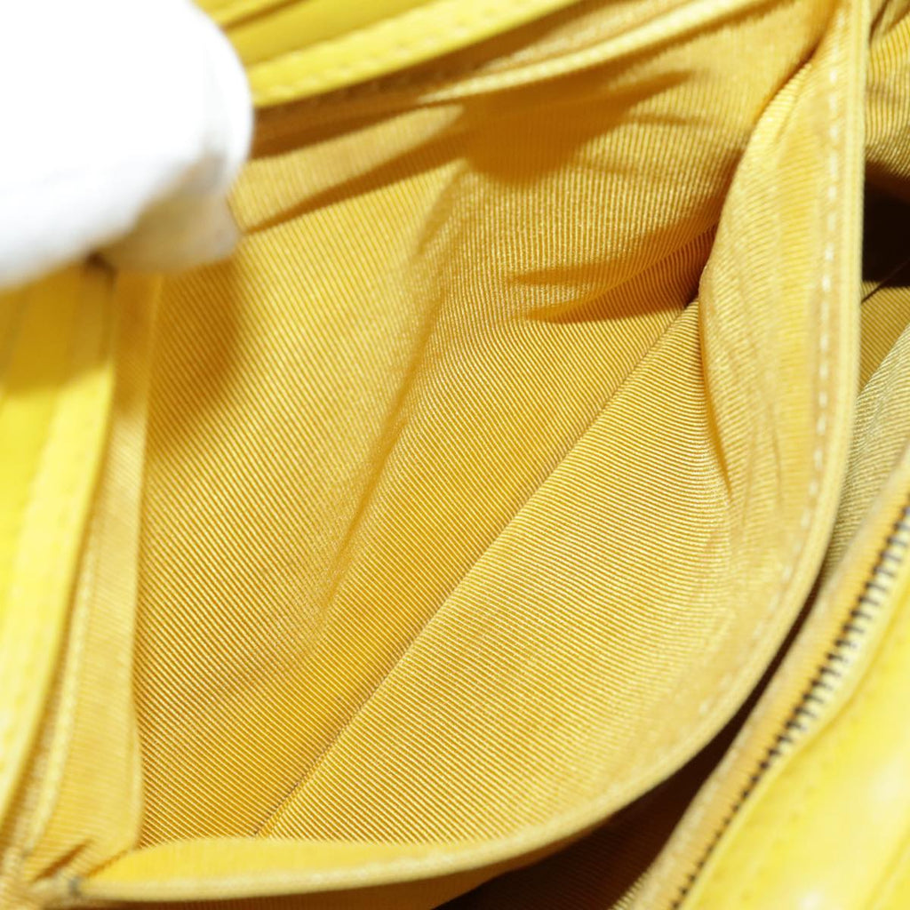 CHANEL Matelasse Hand Bag Lamb Skin Yellow CC 98431