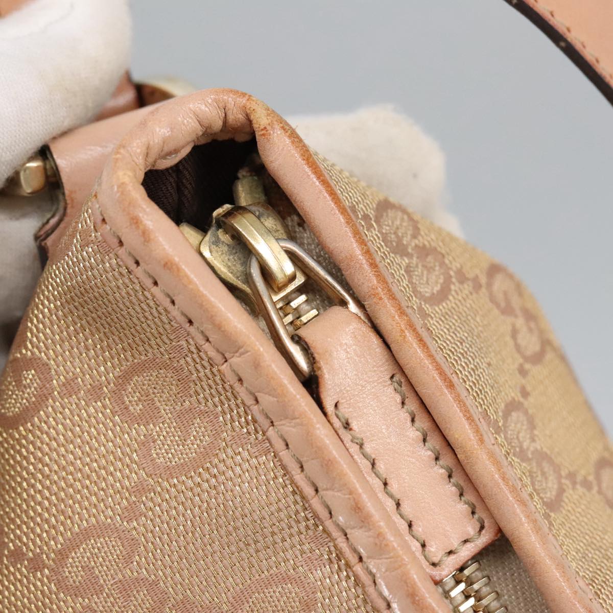 GUCCI GG Canvas Shoulder Bag Pink Gold 131326 98450
