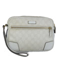 GUCCI Sherry Line Clutch Bag PVC Leather White Gold Red 152599 98453