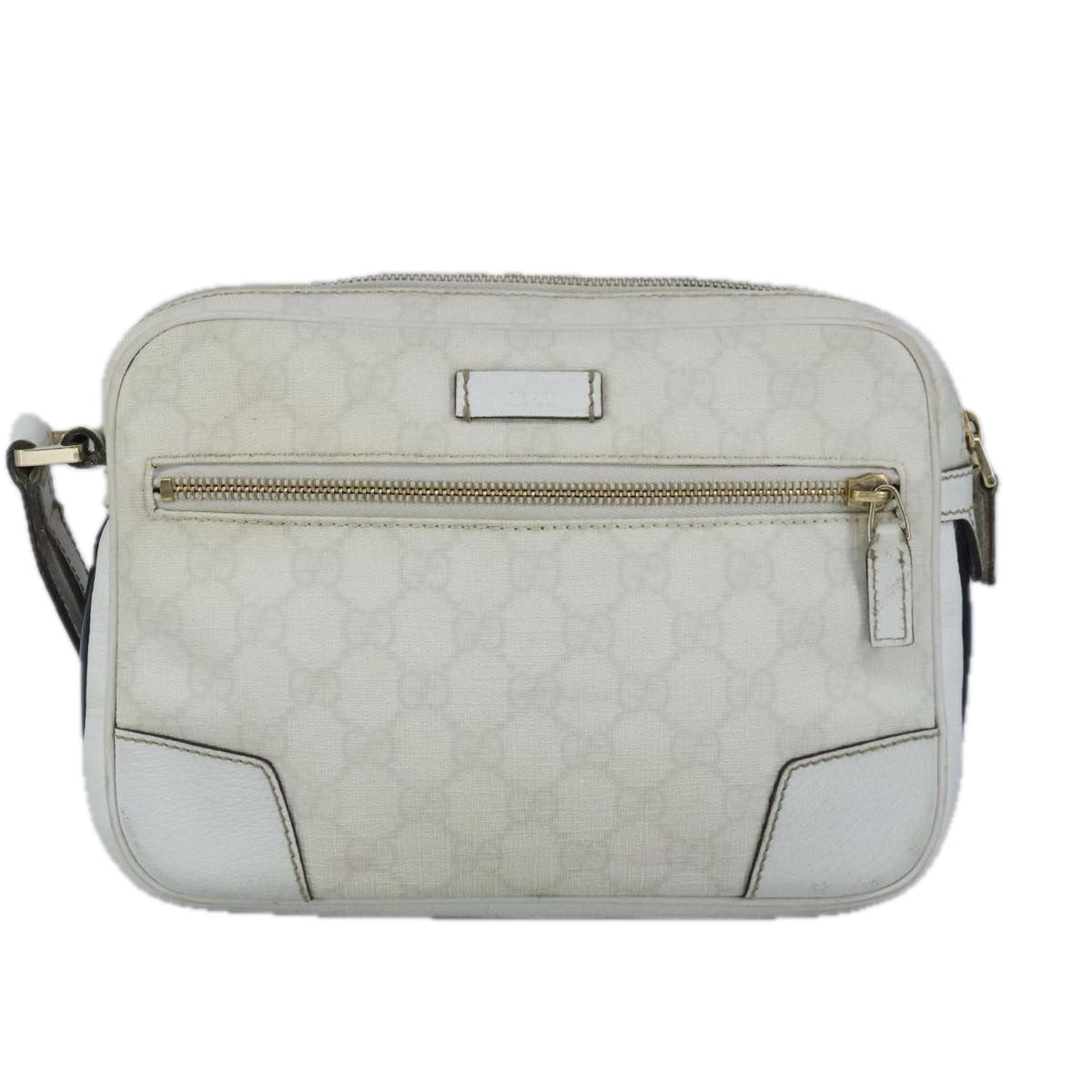 GUCCI Sherry Line Clutch Bag PVC Leather White Gold Red 152599 98453