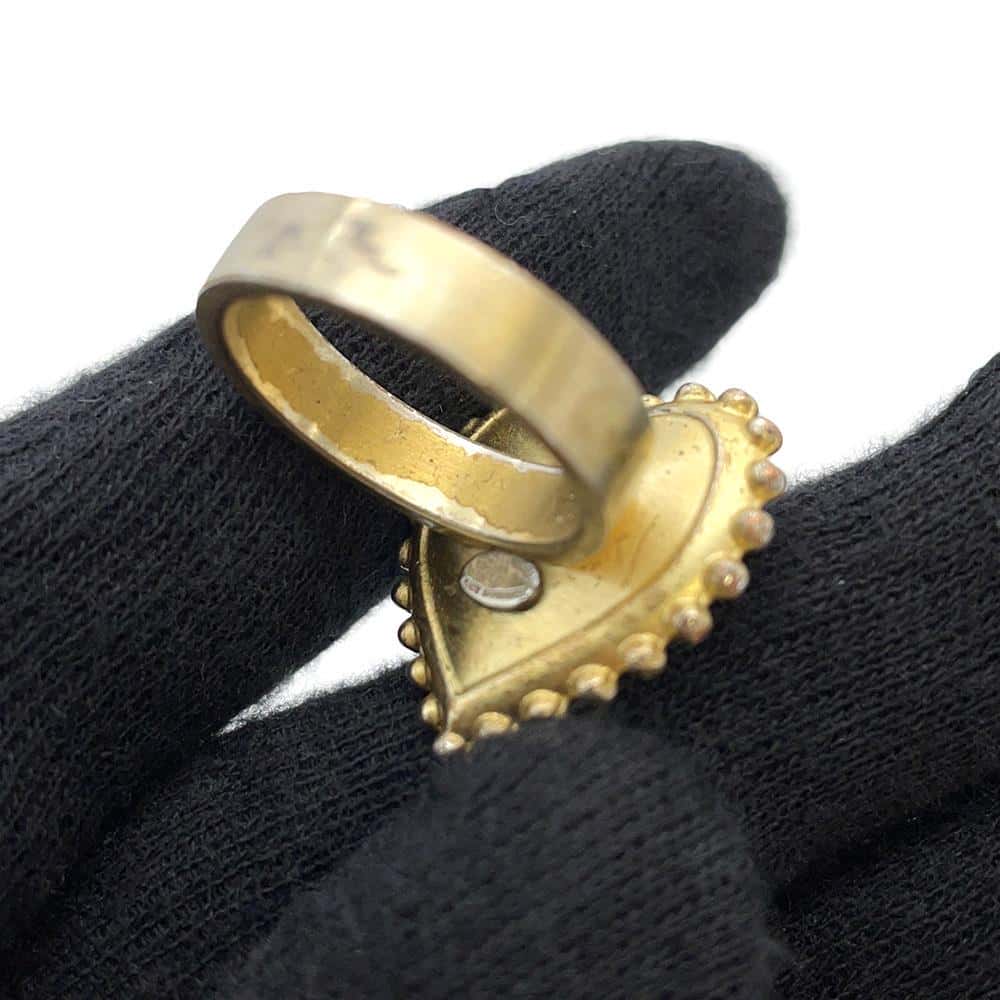 CHANEL Heart Shaped Ring Size 13 Gold Metal