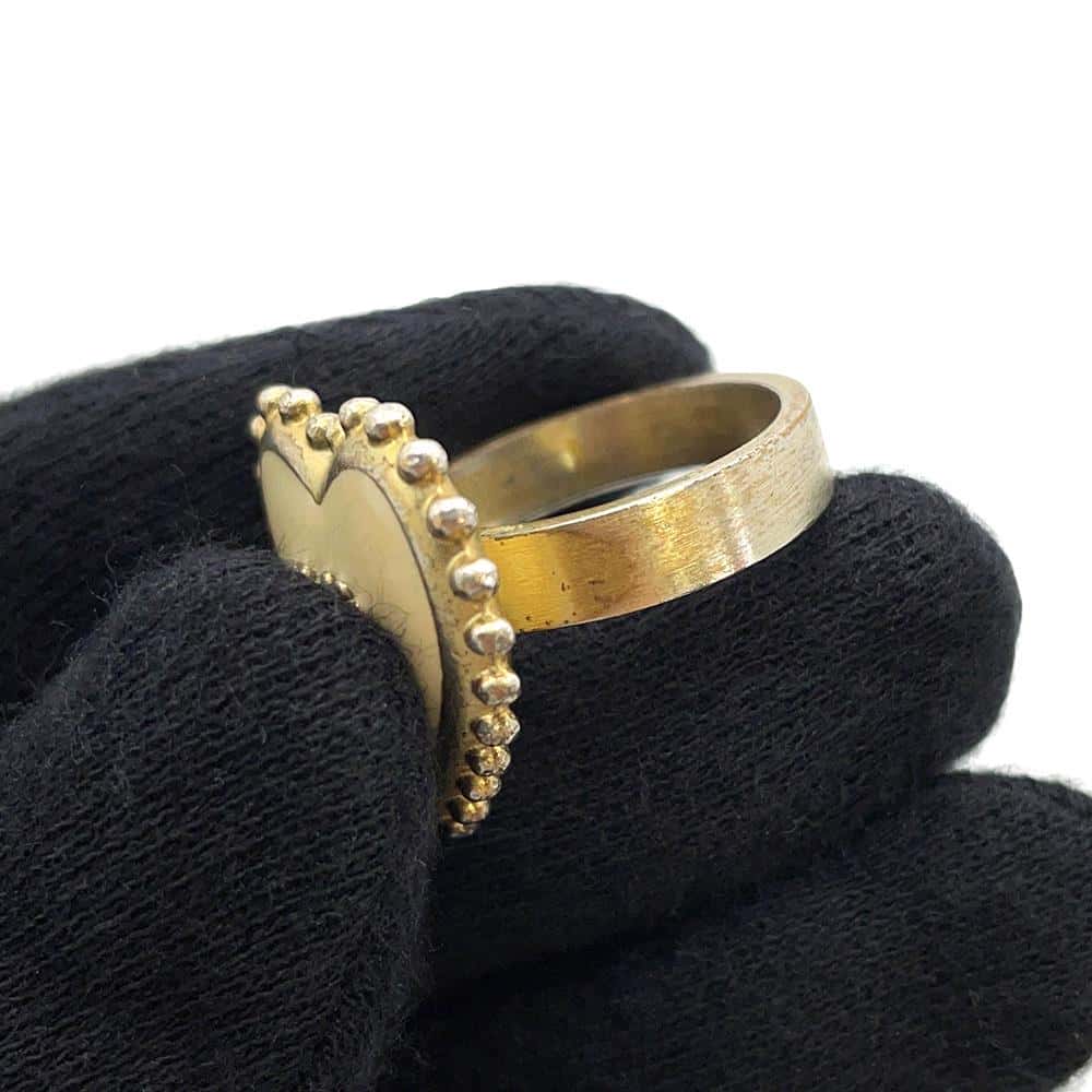 CHANEL Heart Shaped Ring Size 13 Gold Metal