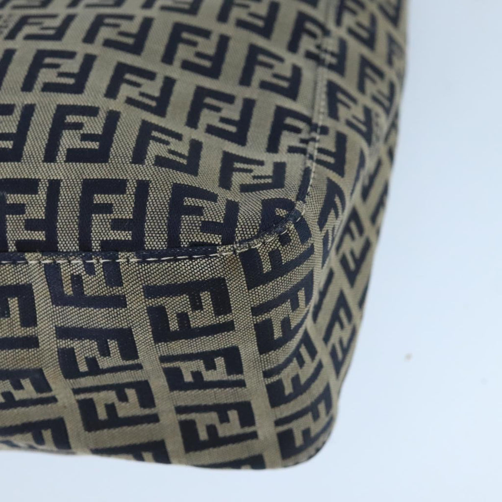 FENDI Zucchino Canvas Hand Bag Navy Silver 98465