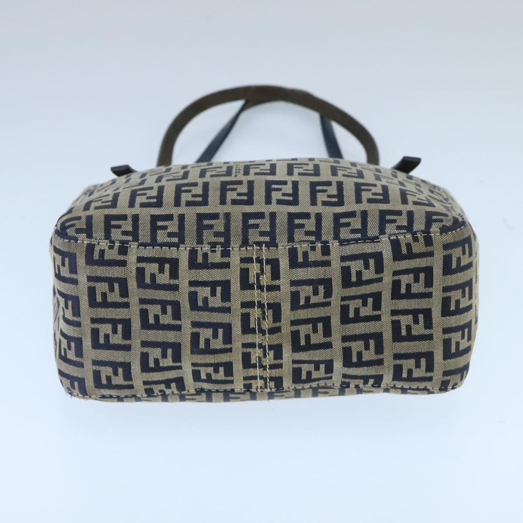 FENDI Zucchino Canvas Hand Bag Navy Silver 98465