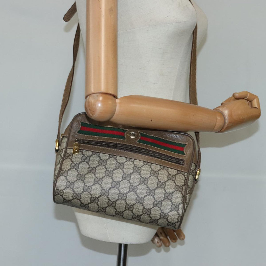 GUCCI GG Supreme Web Sherry Line Shoulder Bag PVC Beige Red 56 02 087 98466