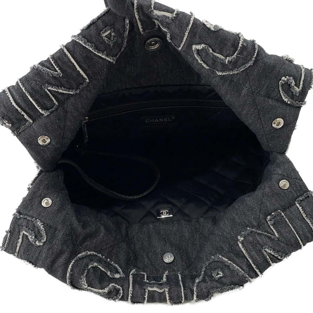 CHANEL CHANEL 22 logo ChainHandbag BlackAS3260 Denim Size Small