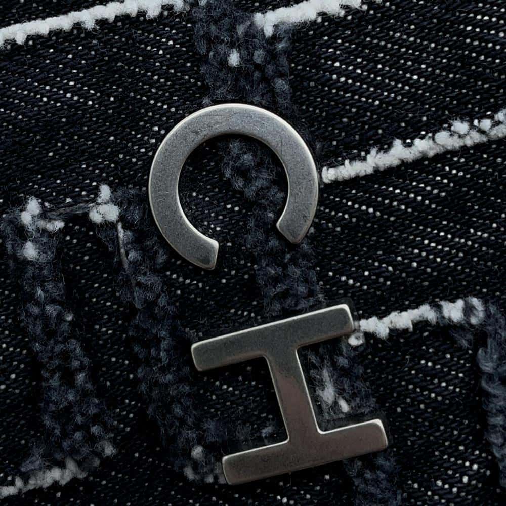 CHANEL CHANEL 22 logo ChainHandbag BlackAS3260 Denim Size Small
