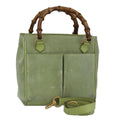 GUCCI Bamboo Hand Bag Suede 2way Gold Light green 000 122 0316 98469