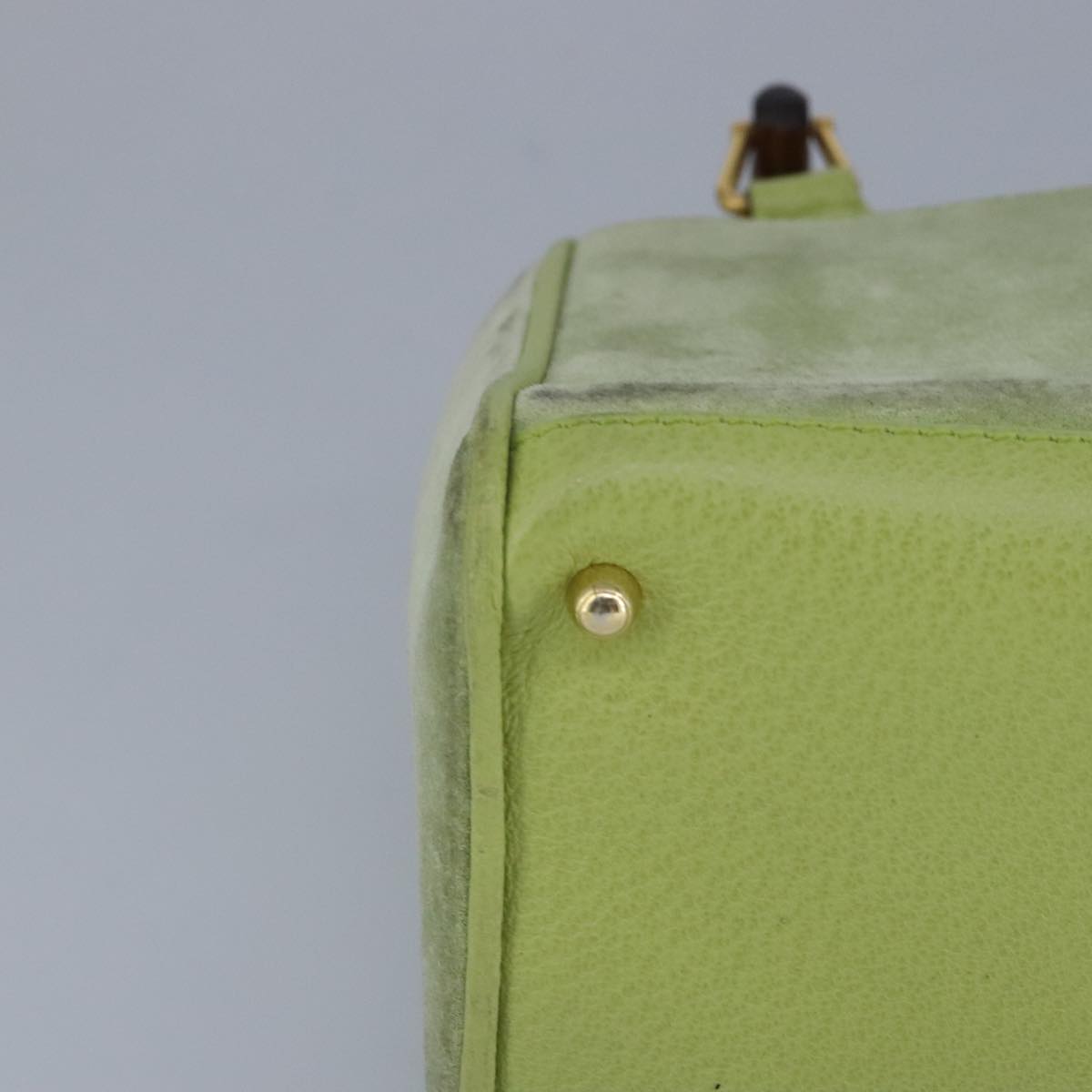 GUCCI Bamboo Hand Bag Suede 2way Gold Light green 000 122 0316 98469