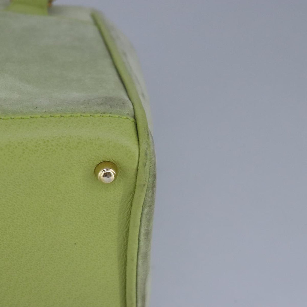 GUCCI Bamboo Hand Bag Suede 2way Gold Light green 000 122 0316 98469