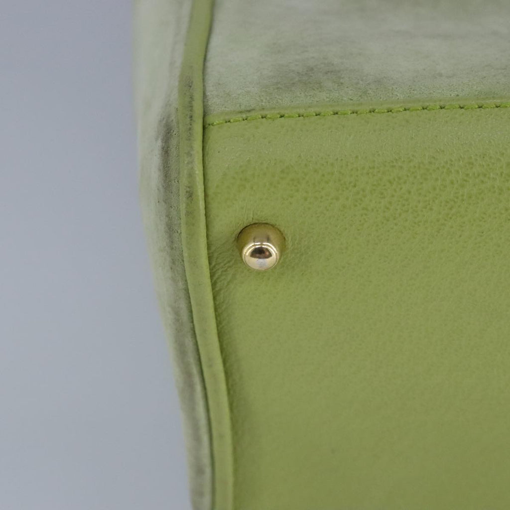 GUCCI Bamboo Hand Bag Suede 2way Gold Light green 000 122 0316 98469