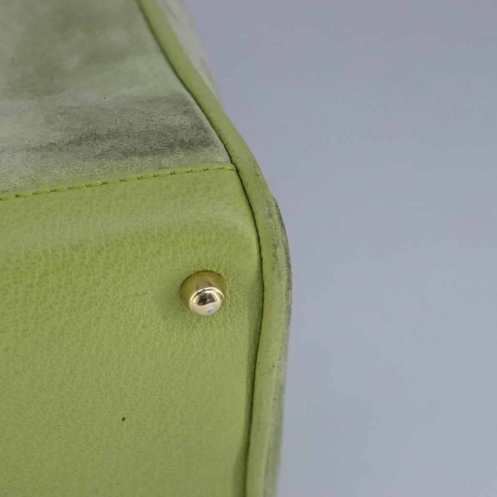 GUCCI Bamboo Hand Bag Suede 2way Gold Light green 000 122 0316 98469