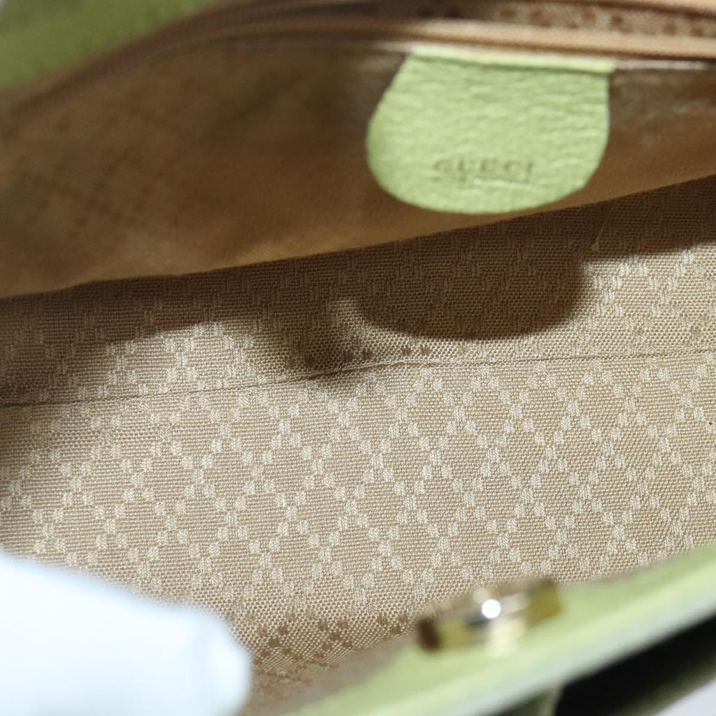 GUCCI Bamboo Hand Bag Suede 2way Gold Light green 000 122 0316 98469